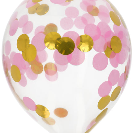 Confetti Ballon Roze Goud 30cm 4st