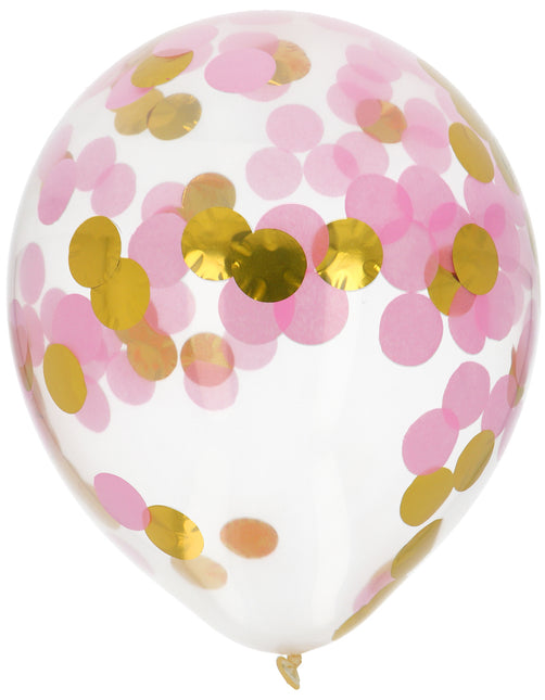 Confetti Ballon Roze Goud 30cm 4st