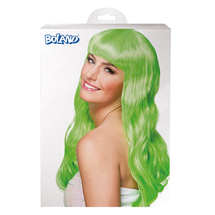 Pruik Lang Haar Lime Groen