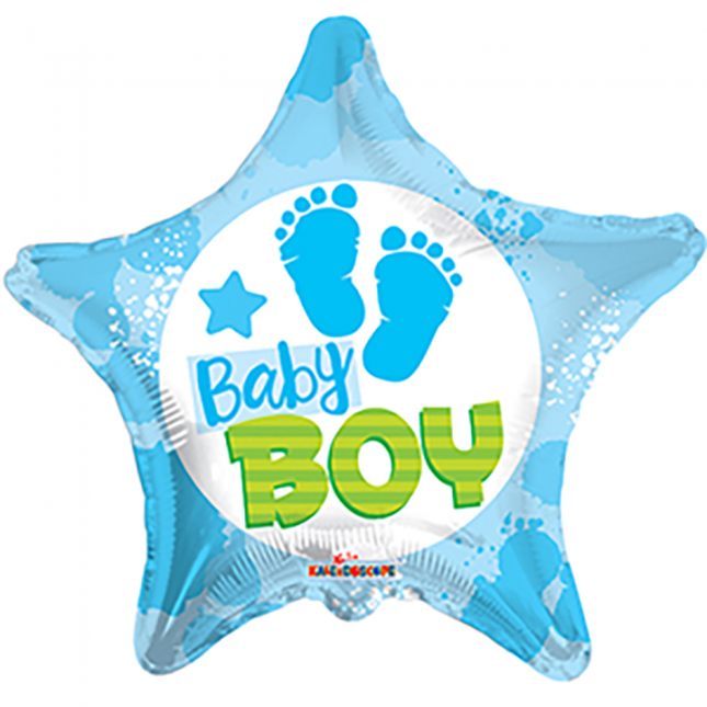 Helium Ballon Geboorte Baby Boy Ster 45cm leeg