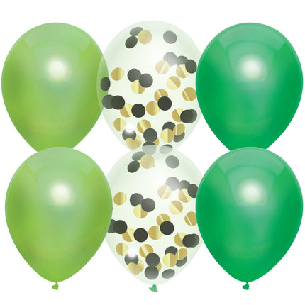 Ballonnen Confetti Groen 30cm 6st