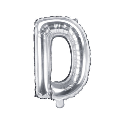 Folie Ballon Letter D Zilver Leeg 35cm