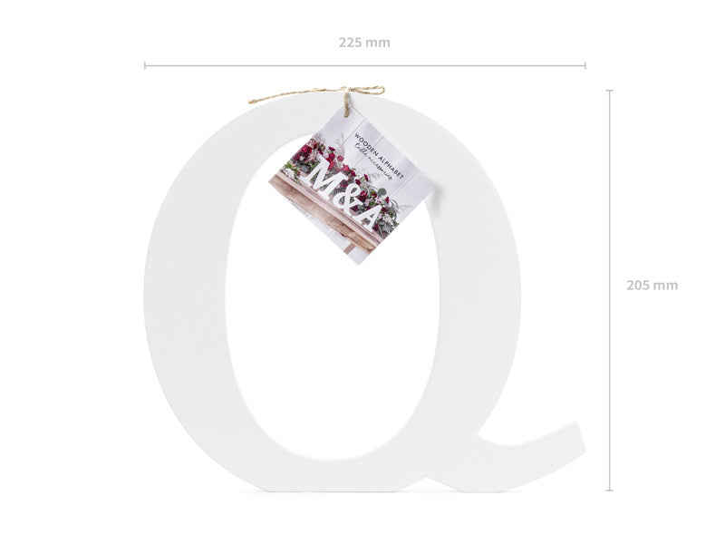 Witte Letter Q Hout 22,5cm