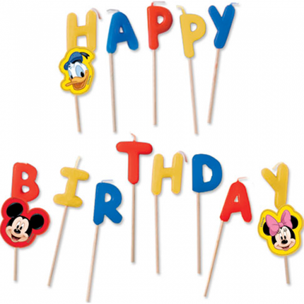 Mickey Mouse Taart Kaarsjes Happy Birthday 13st