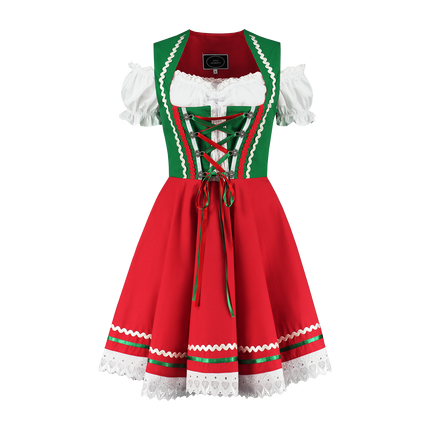 Oktoberfest Dirndl Jurk Oktoberfest Rood Groen Dames 2 Delig