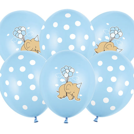 Ballonnen Baby Olifantje Blauw 30cm 6st