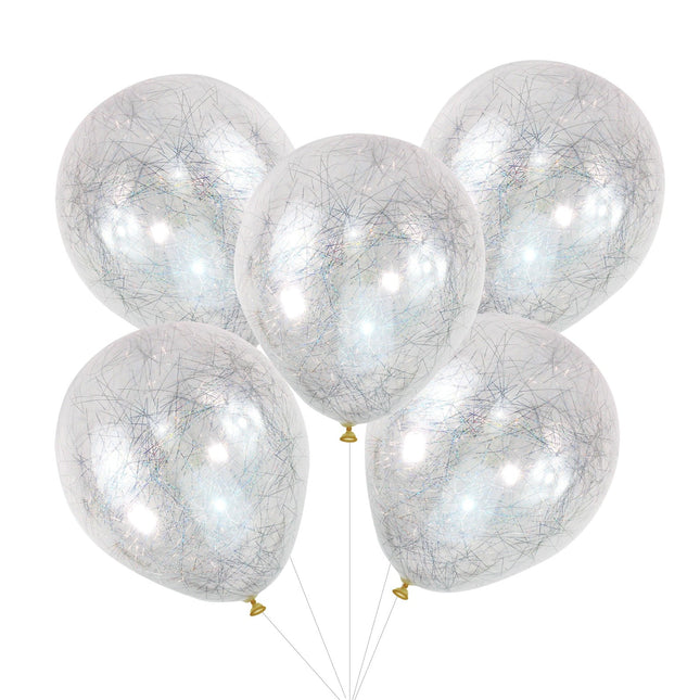 Zilveren Confetti Ballon Engelen Haar 30cm 5st