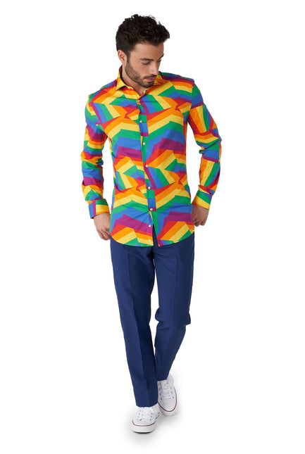 Zig Zag Regenboog Overhemd Heren OppoSuits