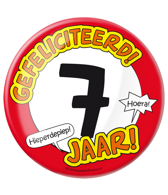 Button 7 jaar Verkeersbord 10,2cm