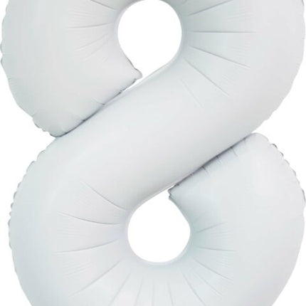 Witte Cijfer Ballon 8 Jaar Glans 86cm