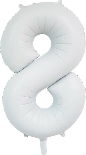 Witte Cijfer Ballon 8 Jaar Glans 86cm