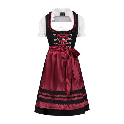 Zwart Rode Dirndl Jurk Oktoberfest Dames Bordeaux