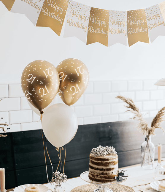 Ballonnen 40 Jaar Goud Wit 30cm 8st