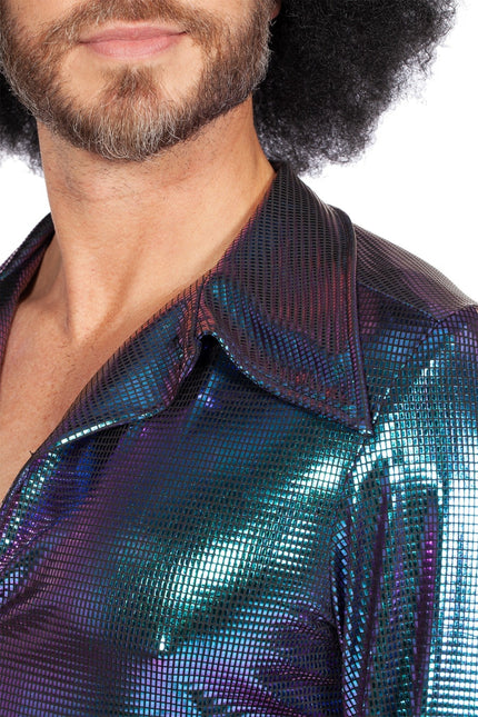 Disco Blouse Metallic Paars Blauw