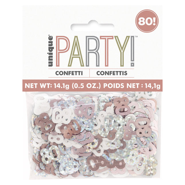 80 Jaar Confetti Zak Rose Goud 14gr