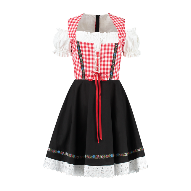 Oktoberfest Dirndl Jurk Oktoberfest Rood Wit Zwart Dames