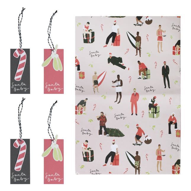 Kerst Inpakpapier Santa Baby