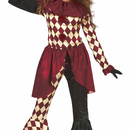 Horror Clown Halloween Kostuum Dames Rood Goud