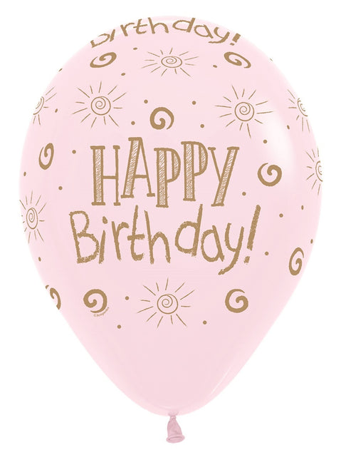 Ballonnen Happy Birthday Sun Pastel Matte Mix 30cm 25st