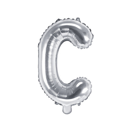 Folie Ballon Letter C Zilver Leeg 35cm