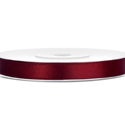 Satijn Lint Bordeaux Rood 6mm 25m