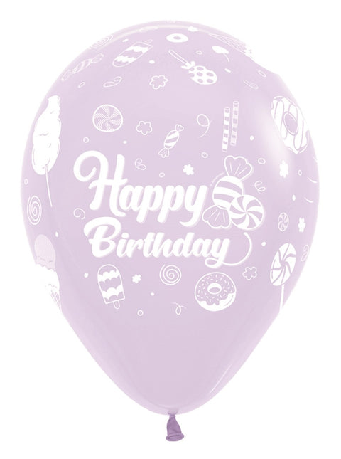 Ballonnen Happy Birthday Sweet Pastel Matte Mix 30cm 25st