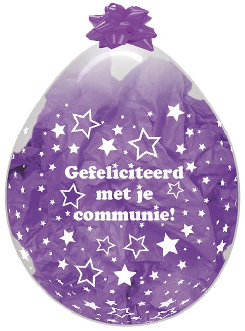 Ballonnen Stuffer Communie Stars Clear 45cm 25st