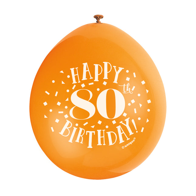 Ballonnen Happy Birthday 80 Jaar 28cm 10st