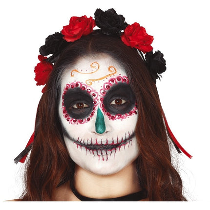 Halloween Haarband Bloemen Rood Zwart