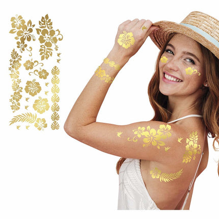 Gouden Nep Tattoos Bloemen