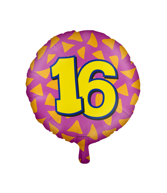 Helium Ballon 16 Jaar Gekleurd Leeg 46cm