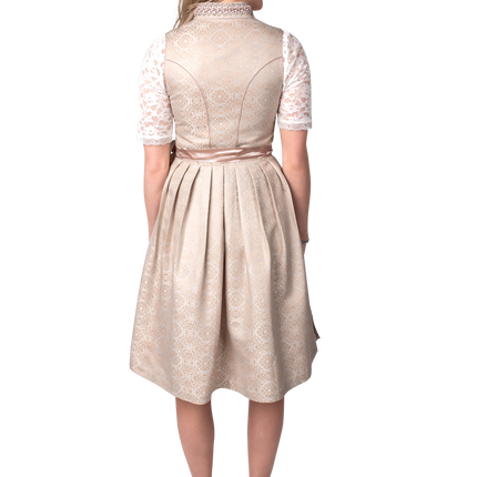 Roze Wit Creme Dirndl Jurk Oktoberfest Dames Jaquard