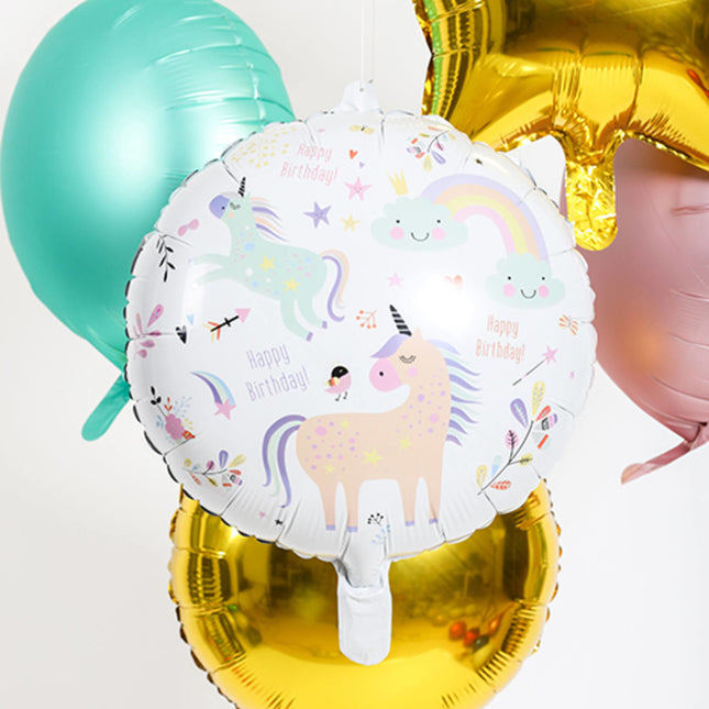 Helium Ballon Happy Birthday Unicorn Leeg 45cm