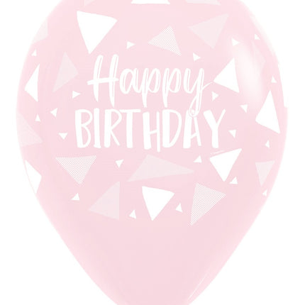 Ballonnen Happy Birthday Triangles Pink Mix 30cm 25st