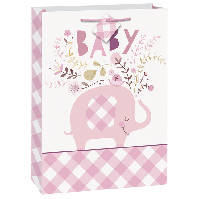 Baby Olifant Geschenktas Roze