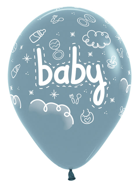 Ballonnen Baby Pastel Dusk Blue 30cm 25st