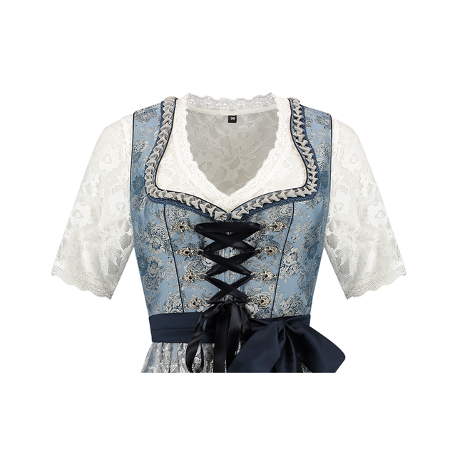 Blauw Zilveren Dirndl Jurk Oktoberfest Dames 2 Delig