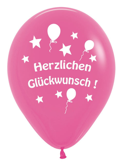 Ballonnen Herzlichen Gluckwunsch Mix 30cm 12st