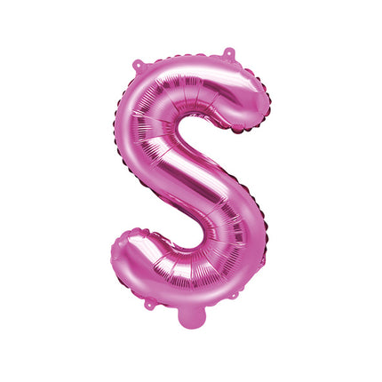 Folie Ballon Letter S Roze Leeg 35cm