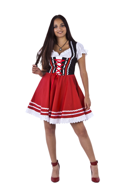 Oktoberfest Dirndl Jurk Oktoberfest Rood Wit Dames 2 Delig