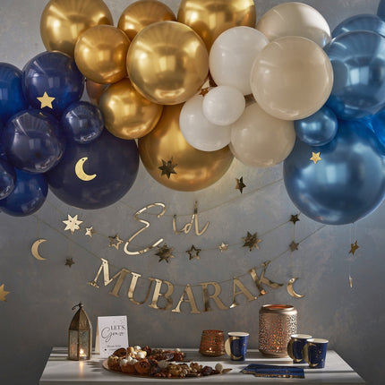 Gouden Ramadan Letterslinger Eid Mubarak 1,5m 3st