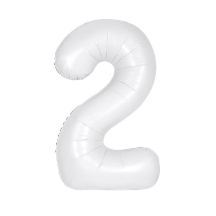 Witte Cijfer Ballon 2 Jaar Matte 86cm