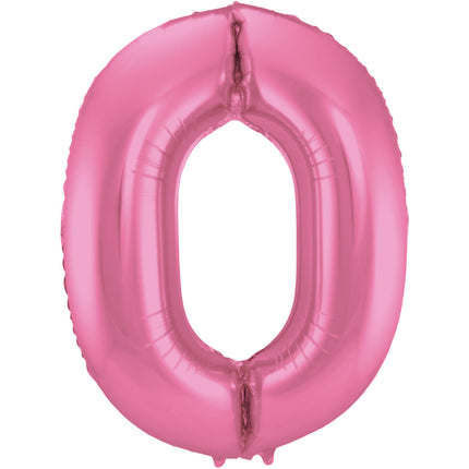 Folie Ballon Cijfer 0 Mat Roze XL 86cm leeg