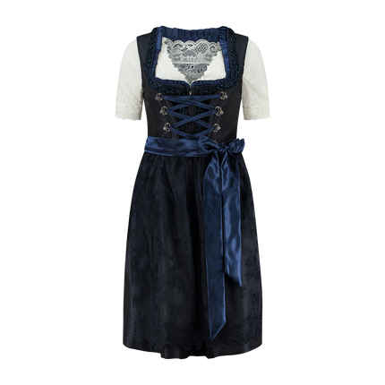 Donkerblauwe Dirndl Jurk Oktoberfest Dames 2 Delig