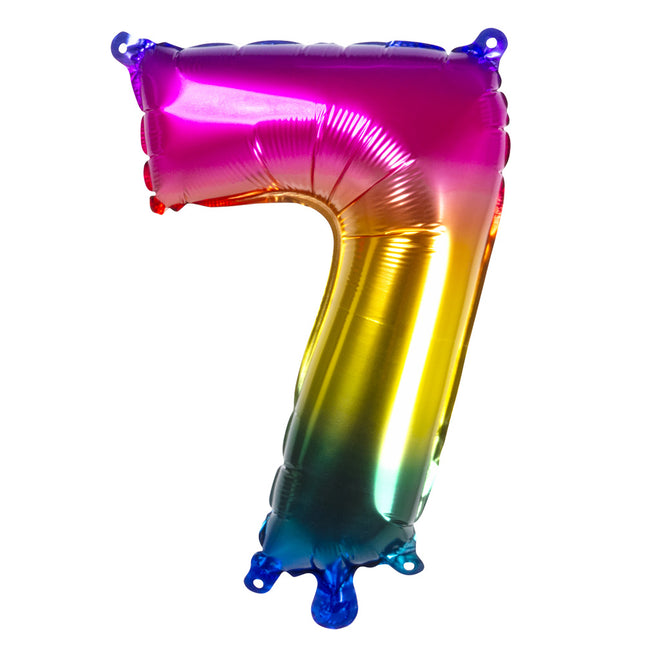 Regenboog Cijfer Ballon 7 Jaar 36cm