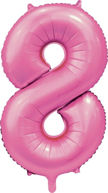 Roze Cijfer Ballon 8 Jaar Glans 86cm