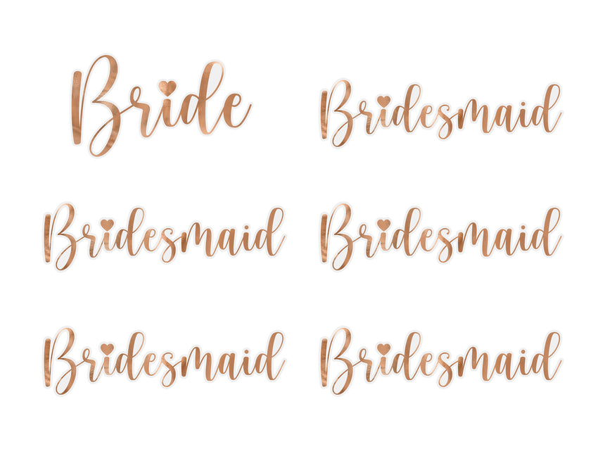 Rose Gouden Glasstickers Bride & Bridesmaid