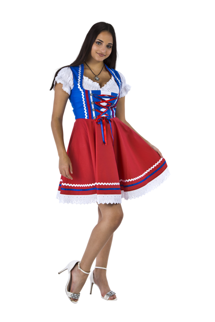 Oktoberfest Dirndl Jurk Oktoberfest Rood Blauw Dames 2 Delig