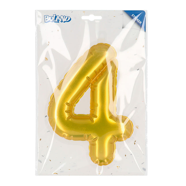 Gouden 4 Jaar Stickers Folieballon 20cm