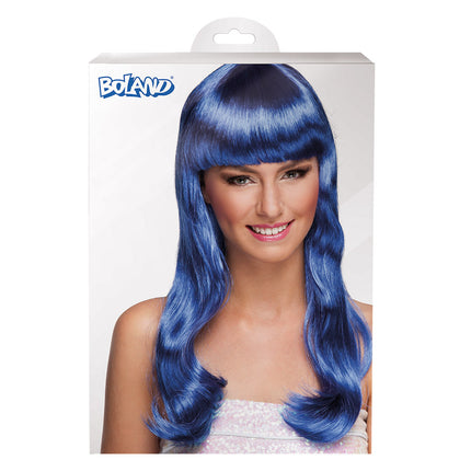 Pruik Lang Haar Blauw